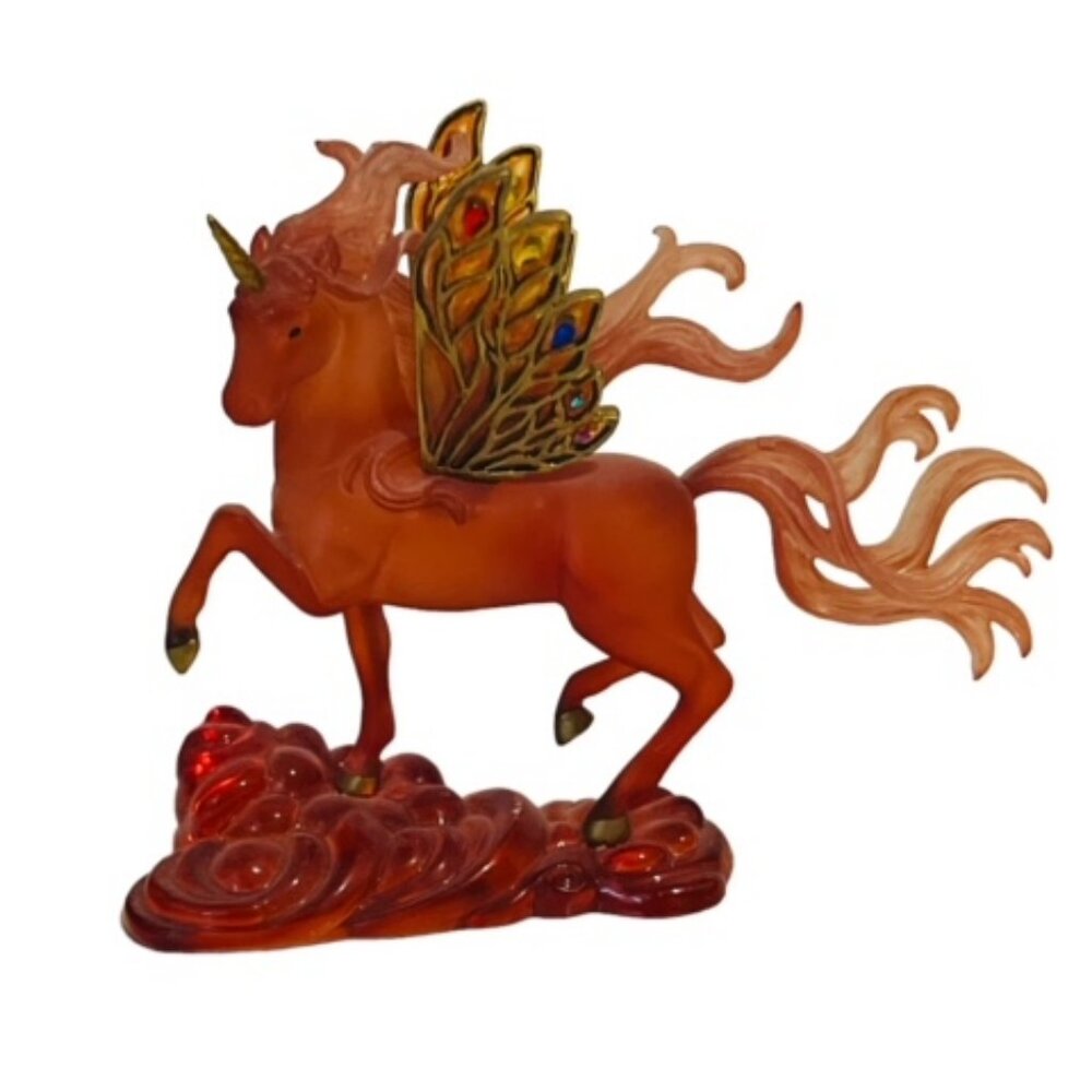 Unicorn Figurine Pegasus Hamilton Collection Jewels Fantasy Sunfire Ruby RARE